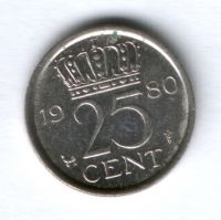 25 центов 1980 г. Нидерланды