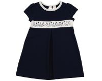 Темно-синее платье для девочки с белым поясом Мини Макси