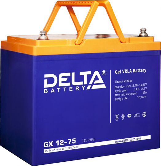 Аккумулятор свинцово-кислотный АКБ DELTA (Дельта) GX 12-75 12 Вольт 75 Ач (Gel)