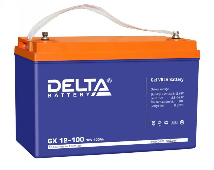 Аккумулятор свинцово-кислотный АКБ DELTA (Дельта) GX 12-100 12 Вольт 100 Ач (Gel)