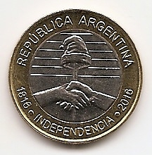 200 лет независимости 2 песо Аргентина 2016