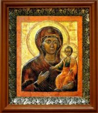 Влахернская икона Божьей Матери (19х22), светлый киот