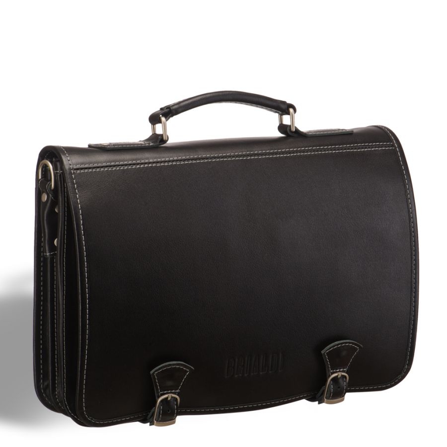 Стильный портфель с откидным верхом и магнитными замками BRIALDI Edison (Эдисон) black