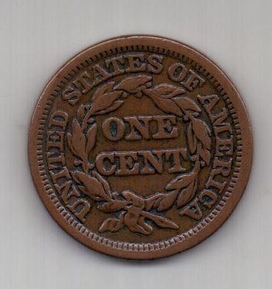 1 цент 1848 г. AUNC. США