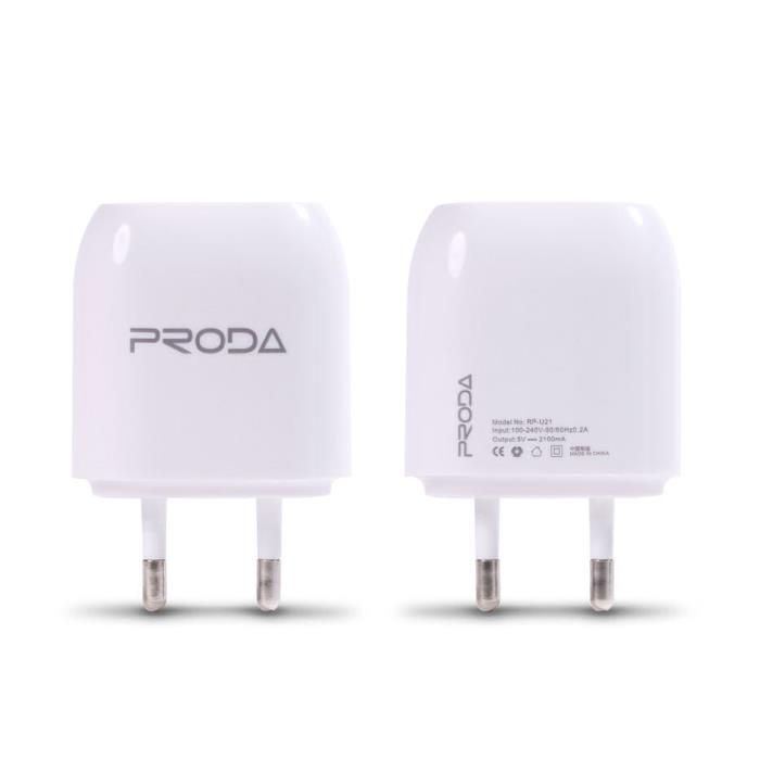 Сетевое зарядное устройство Proda RP-U21 2 USB (2,1 A) (white)