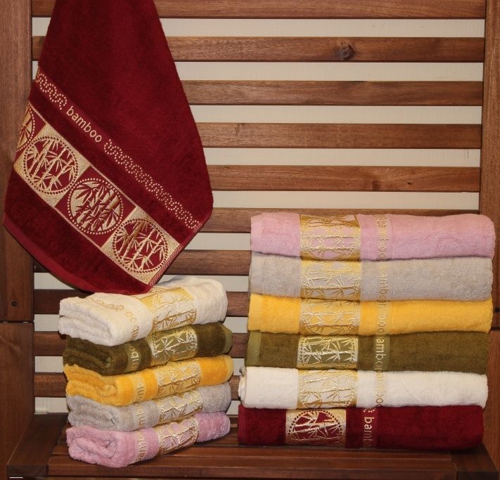 8382 Towel Бамбук махра 70х140 ( 6шт )  480гр полотенце TWO DOLPHINS