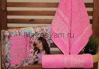 8161 Розовый SAKURA FLOWERS PINK арт. 8161 (50х90+70х140 ) в коробке Набор полотенец  ROSE