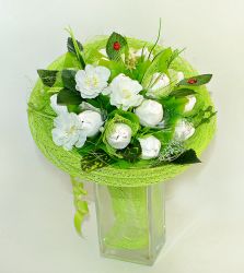 Букет из конфет №646 "Белые тюльпаны"
