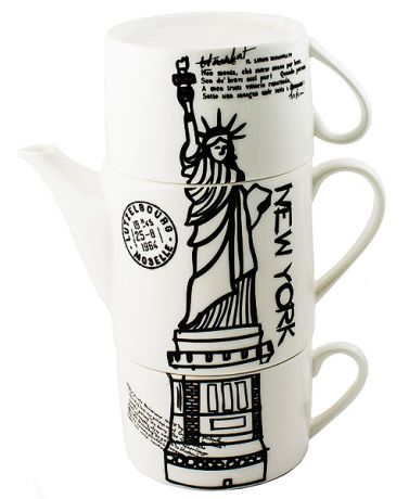 Чайник с двумя кружками Нью-Йорк