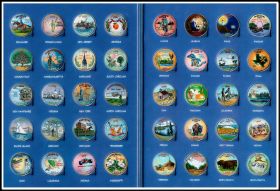 Набор цветных 25 центов 50 штатов и 6 территорий США 1999-2009, в альбоме