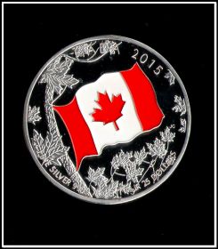 25 долларов Канада 2015 года Цветной флаг посеребрение. Сувенирная
