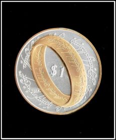 Кольцо всевластия 1 доллар Новая Зеландия 2003 Копия позолота и посеребрение, сувенирная