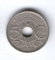 5 сантимов 1938 г. Франция