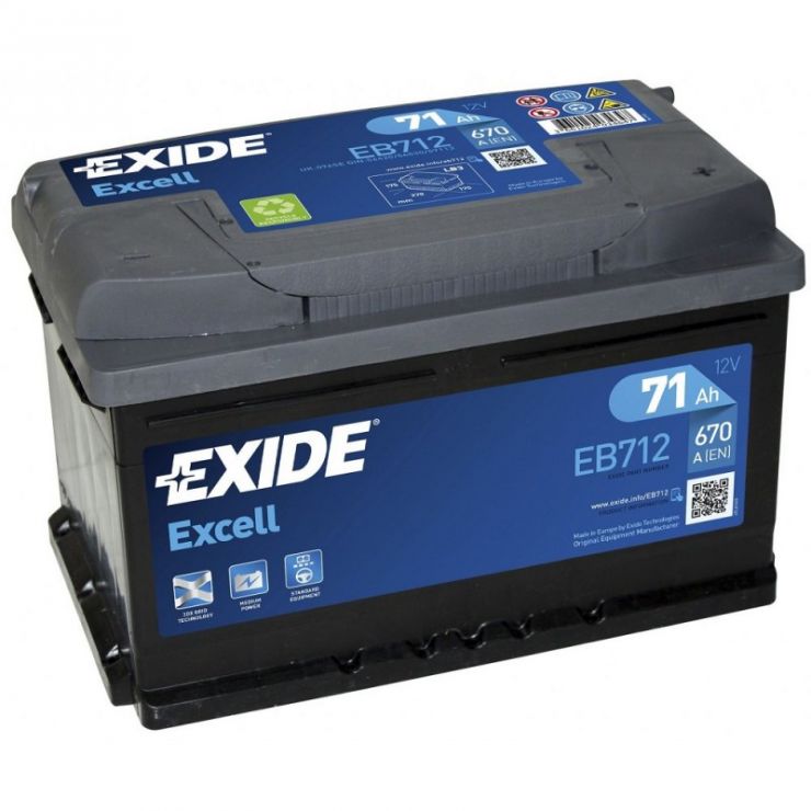 Автомобильный аккумулятор АКБ Exide (Эксайд) Excell EB712 71Ач о.п.