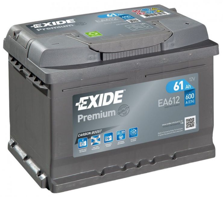 Автомобильный аккумулятор АКБ Exide (Эксайд) Premium EA612 61Ач о.п.
