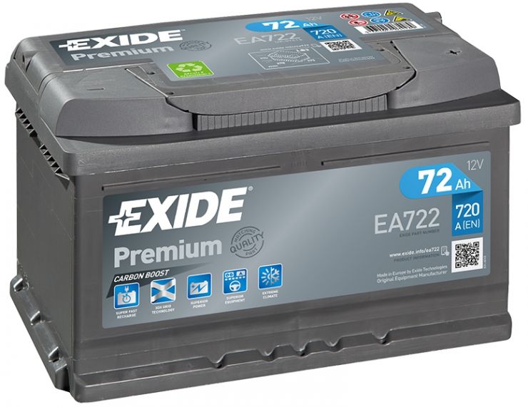 Автомобильный аккумулятор АКБ Exide (Эксайд) Premium EA722 72Ач о.п.