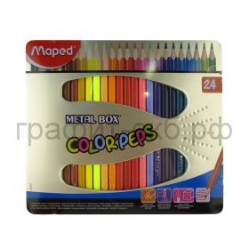 Карандаши цв.24цв.Maped Colorpeps Metal Box жесть 832016