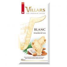 Шоколад Villars Белый c миндалём и кокосом - 180 г (Швейцария)
