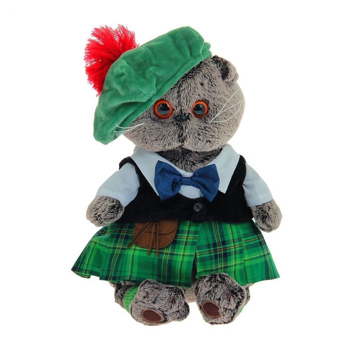 Кот Басик в шотландском костюме, 25 см
