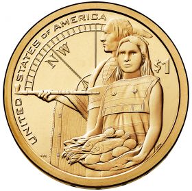 1$ Сакагавея 2014 г Помощь индейцев монетный двор Р и D из ролла