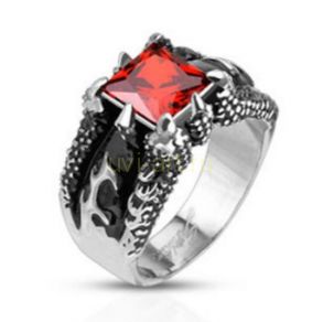 Стильный мужской перстень Spikes с искусственным рубином "Хищник" (арт. 280136)
