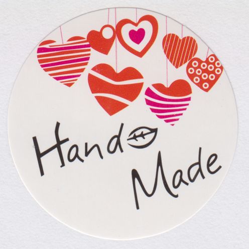 Наклейки HandMade круг сердечки (3,5 см, 10 шт)