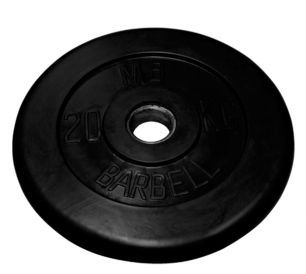 Диск обрезиненный черного цвета MB Barbell 20 кг 