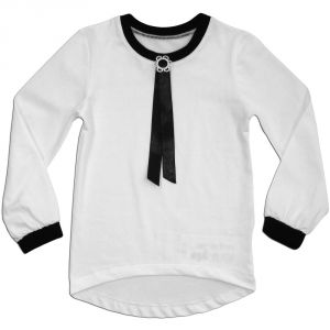 Блузка из хлопкового трикотажа белого цвета для девочки