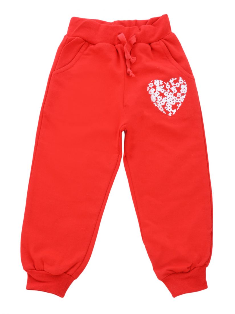 Красные брюки для девочки Сердце
