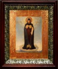 Афонская икона Божьей Матери (19х22), темный киот