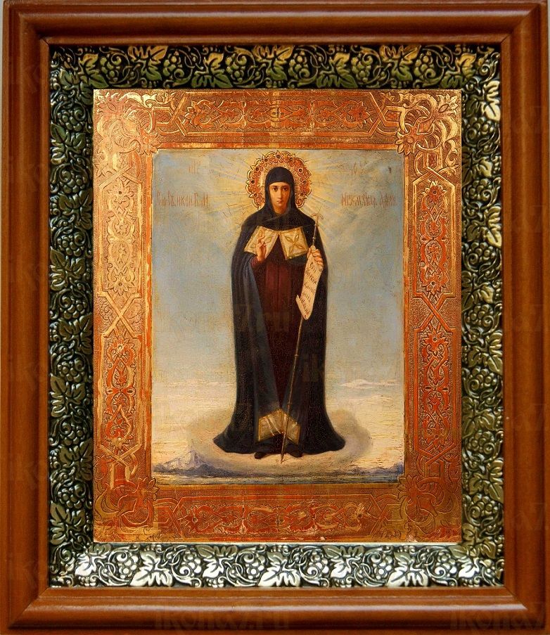 Афонская икона Божьей Матери (19х22), светлый киот