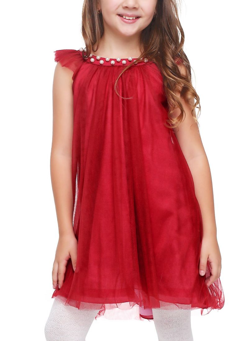 Праздничное бордовое платье для девочки