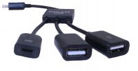 Переходник OTG Hub MicroUSB - USB 2.0 (2 порта) с доп.питанием (MicroUSB)