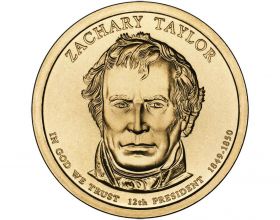 12-й президент США Закари Тейлор (1849-1850) 1 доллар США 2009 Монетный двор D