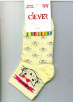 Носки для девочки светло-желтые с котенком Клевер с114
