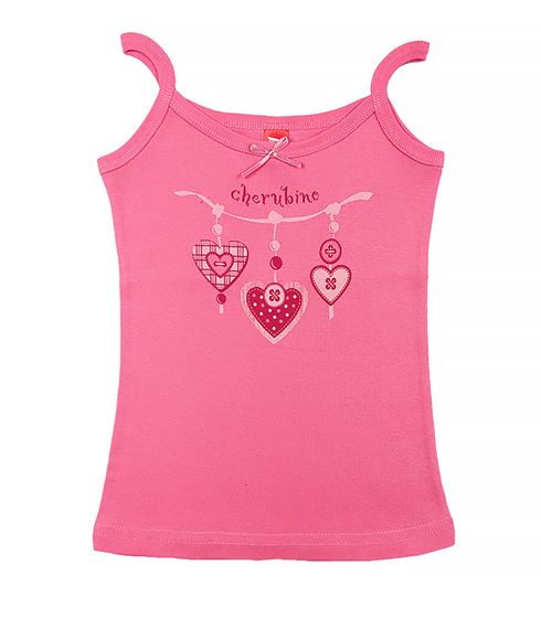 Розовая майка для девочки Три сердца