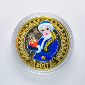 Цветная монета 10 руб БИМ - НОВЫЙ ГОД 2017 - в цвете + лазерная гравировка
