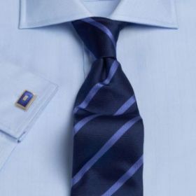 Рубашка мужская под запонки синяя T.M.Lewin приталенная Slim Fit (41342)