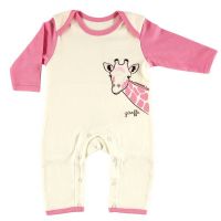 Комбинезон для девочки молочно-розовый с жирафом