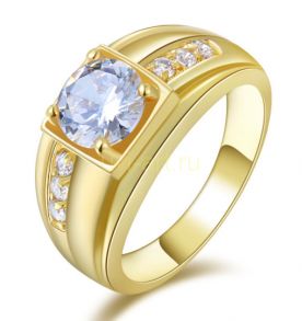 Стильное позолоченное кольцо с искусственными бриллиантами (арт. 900509)