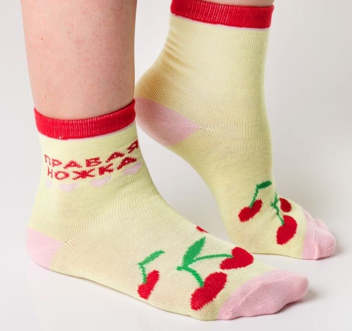 Желтые носки Вишенки для девочки 0-12 месяцев