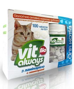 Виталвейс-Био витамины для кошек с ламинарией (банка) №100