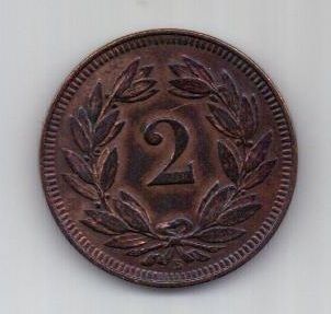 2 раппена 1912 года Швейцария UNC