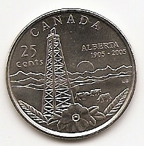 100 лет провинции Альберта 25 центов Канада 2005