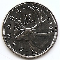25 центов Канада 1970 (регулярный выпуск)