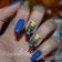 Слайдер-дизайн для ногтей Яркие Цветы на синем фоне маникюр