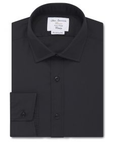 Мужская рубашка черная T.M.Lewin сильно приталенная Fitted (40441)
