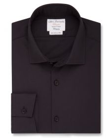 Мужская рубашка черная T.M.Lewin сильно приталенная Fitted (57313)