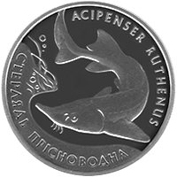 Стерлядь пресноводная 10 гривен Украина серебро 2012