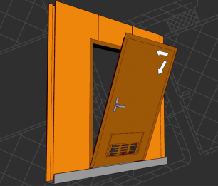двери  типов В-15 (В-0), двери сервисные, установленные в переборку образазованные панелями B-15 (B-0)